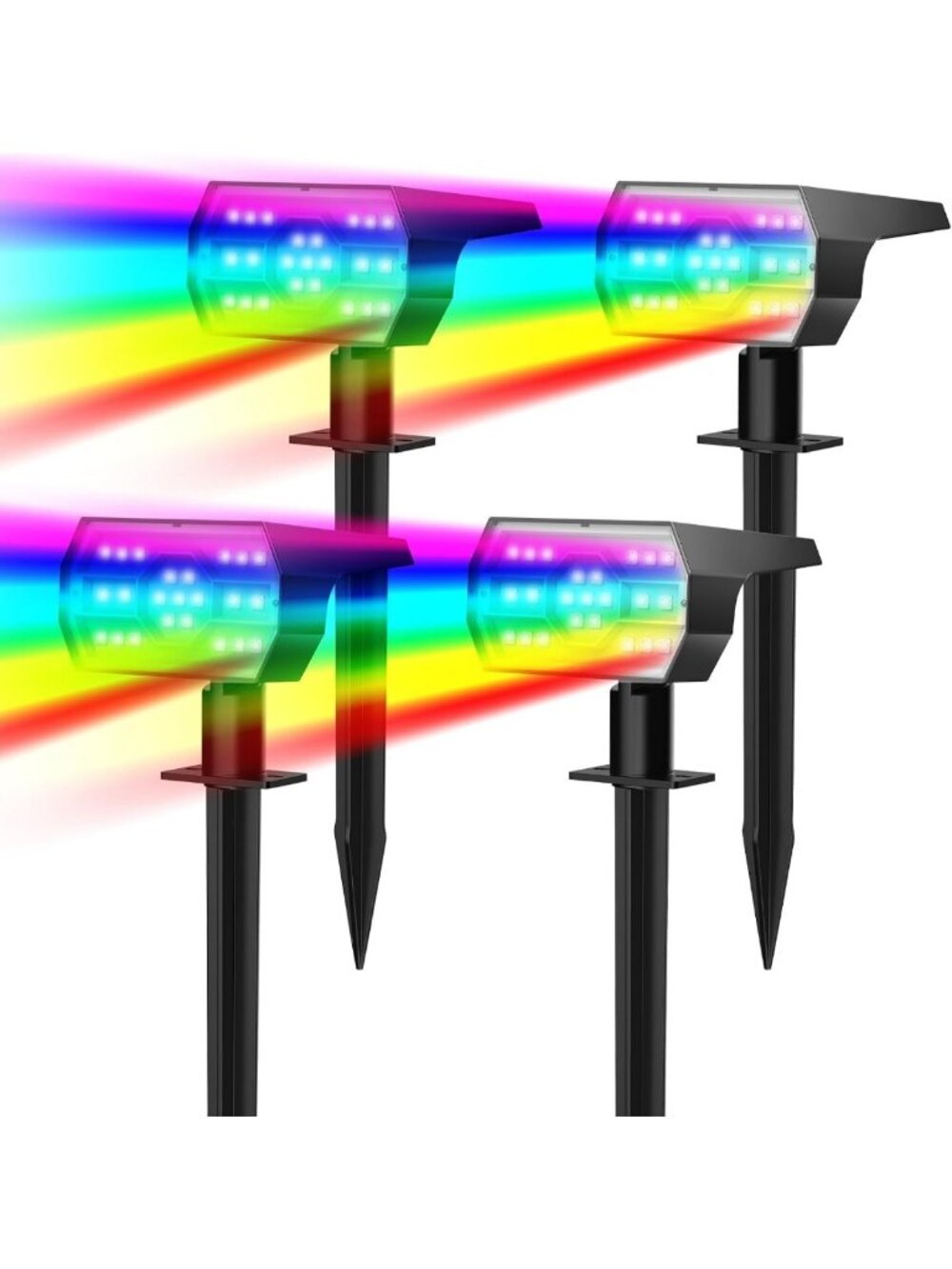 Solar Color Changing Lights - 4 Pack, Multicolor Outdoor Garden Decor